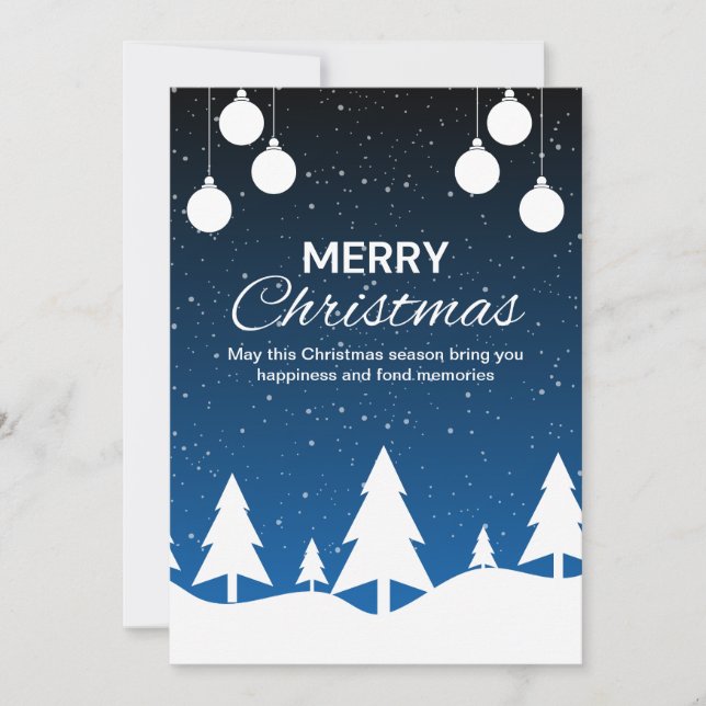 Custom Branded White & Blue Merry Christmas Invitation (Front)