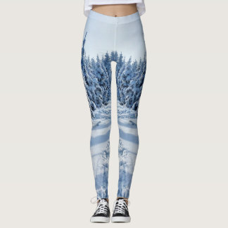 Custom Branded White Natural Hello Winter Leggings