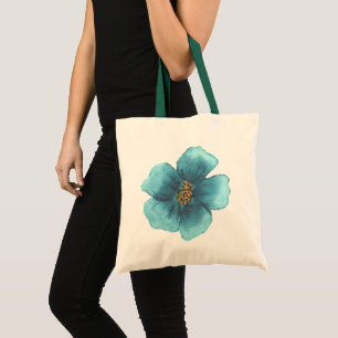 Custom Branded White Watercolor Flower Tote Bag