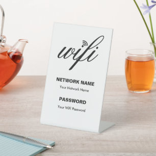 Custom Branded Wi-Fi details and Password White Pedestal Sign