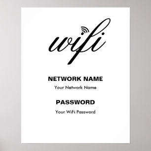 Custom Branded Wi-Fi details and Password White Poster