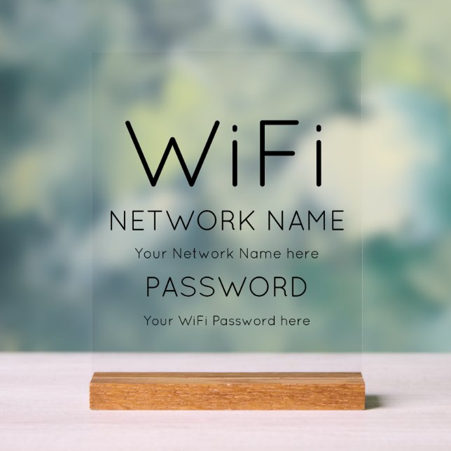 Custom Branded Wifi Details Acrylic Sign (Neutral)