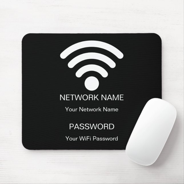Custom Branded Wifi Network and Password Black  Mouse Mat (With Mouse)