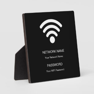 Custom Branded Wifi Network and Password Black  Plaque