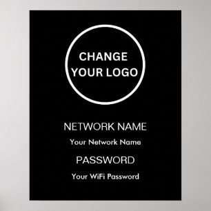 Custom Branded Wifi Network and Password Black Poster
