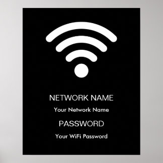 Custom Branded Wifi Network and Password Black Poster