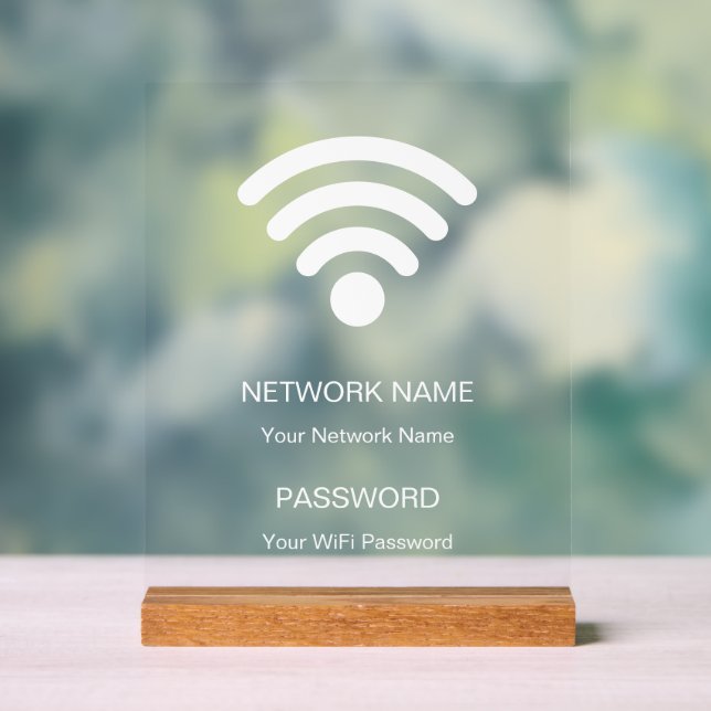 Custom Branded Wifi Network and Password White Acrylic Sign (Neutral)