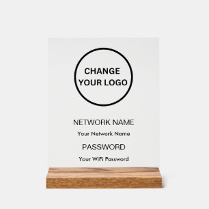 Custom Branded Wifi Network and Password White Acrylic Sign