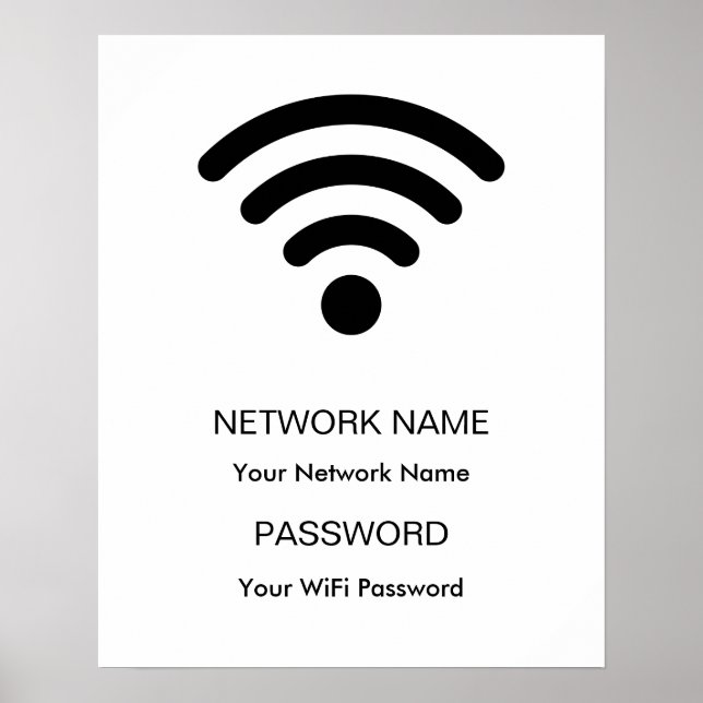 Custom Branded Wifi Network and Password White Poster (Front)