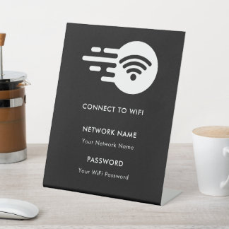 Custom Branded Wifi Network Connect Modern Black Pedestal Sign