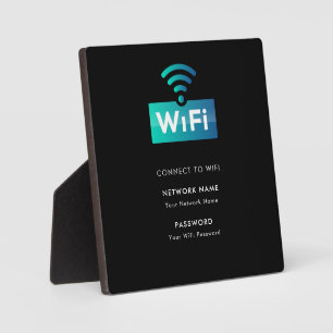 Custom Branded Wifi Network Connect Modern Black Plaque