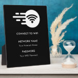 Custom Branded Wifi Network Connect Modern Black Plaque<br><div class="desc">Custom Branded Wifi Network Connect Modern Black Tabletop Plaque with Easel</div>