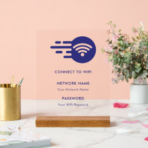 Custom Branded Wifi Network Connect Modern White Acrylic Sign