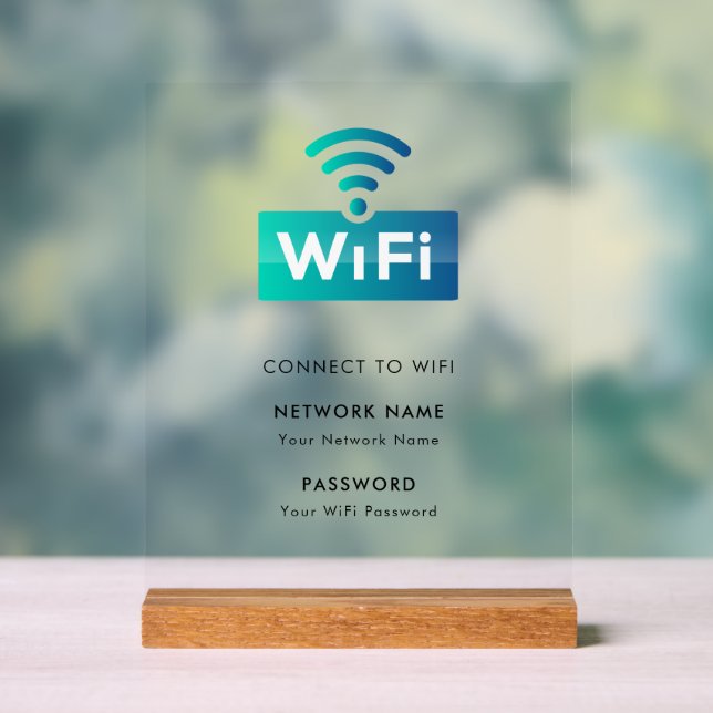 Custom Branded Wifi Network Connect Modern White Acrylic Sign (Neutral)