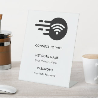 Custom Branded Wifi Network Connect Modern White  Pedestal Sign