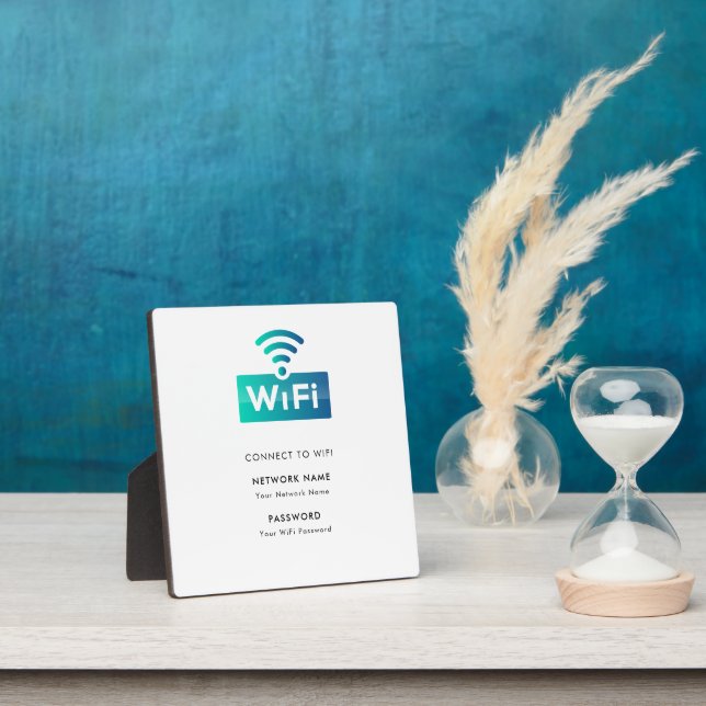 Custom Branded Wifi Network Connect Modern White  Plaque (Insitu)