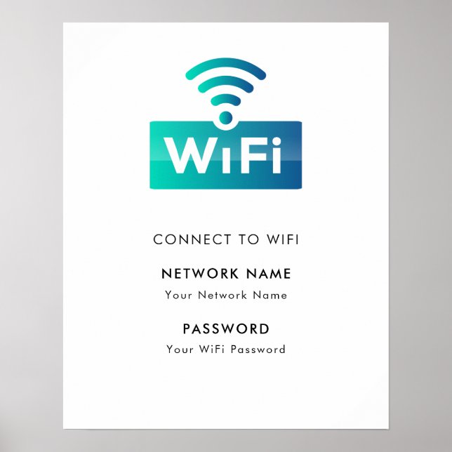 Custom Branded Wifi Network Connect Modern White  Poster (Front)