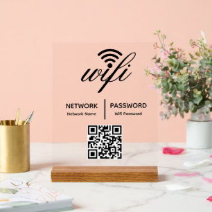 Custom Branded Wifi Password Personalised QR Code Acrylic Sign