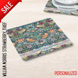 Custom Branded William Morris Birds Pattern Square Paper Coaster