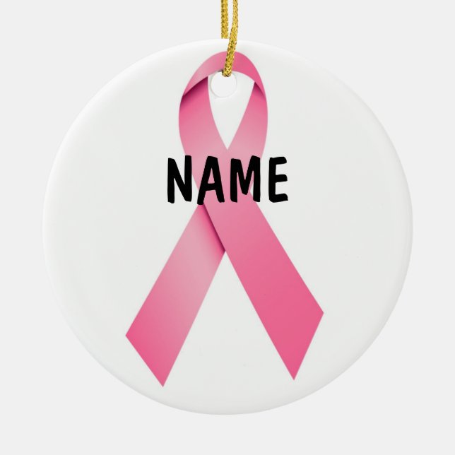 CUSTOM Breast Cancer Christmas Memorial Ceramic Tree Decoration (Front)
