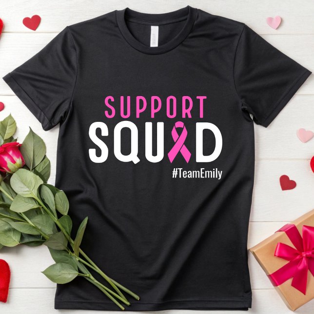 Custom Breast Cancer Fighter Support Team Warrior T-Shirt (Creator Uploaded)