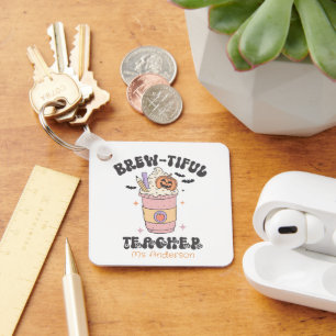 Custom Brew-tiful Teacher Halloween Key Ring