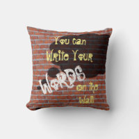 Custom Brick Wall Graffiti Thought Bubble Pillow