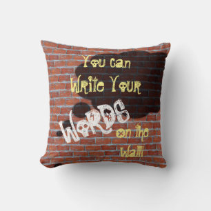 Custom Brick Wall Graffiti Thought Bubble Pillow