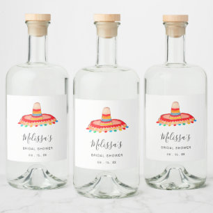 Custom Bridal Fiesta Sombrero Liquor Bottle Label