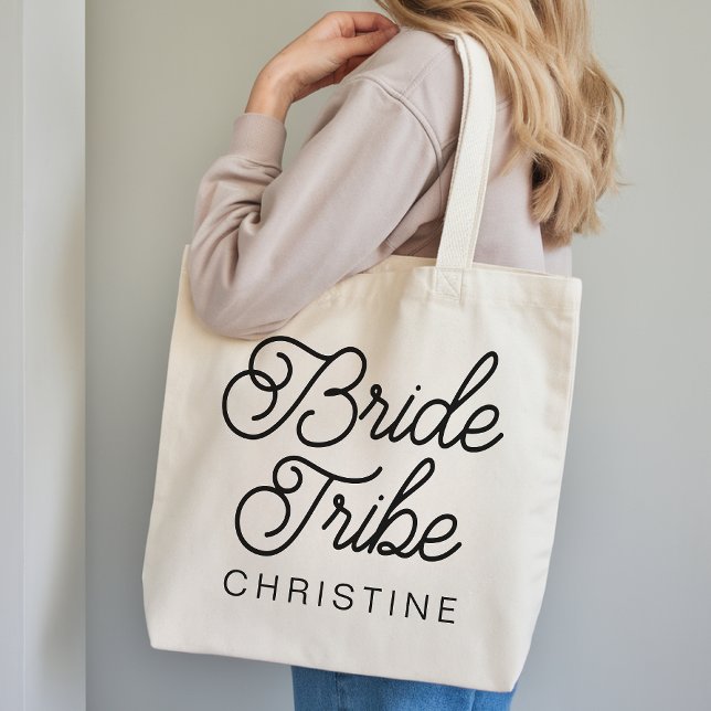 Custom Bridal Party Tote Bag Gift for Bride Tribe (Modern Script Bridesmaid Tote Bag Gift for Her, Custom Bridesmaid Tote Bag Bachelorette Gift for Her)