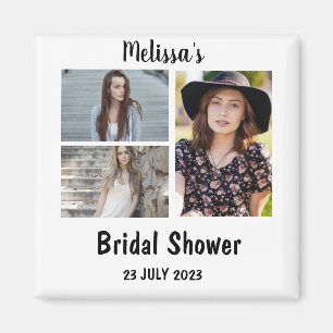 Custom Bridal  Shower 3 Photo Collage Magnet