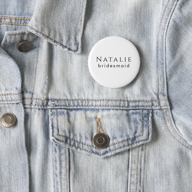 Custom Bridal Shower Bachelorette Party Minimalist 6 Cm Round Badge (In Situ)