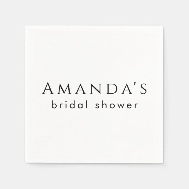 Custom Bridal Shower Bachelorette Party Minimalist Napkin (Front)