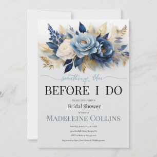 Custom Bridal Shower Blue Peonies Gold Bouquet
