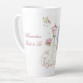 Custom Bridal Shower Bride & Groom Cream dress  Latte Mug