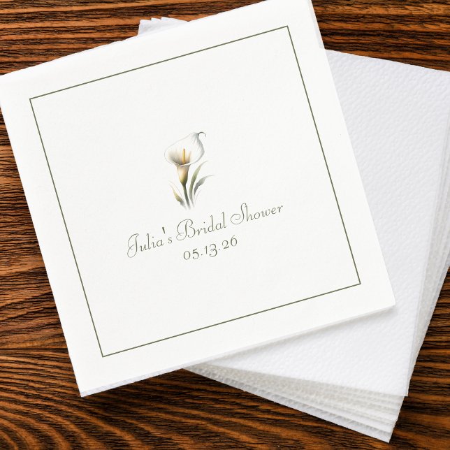 Custom Bridal Shower Elegant Classic Calla Lily Napkin (Creator Uploaded)