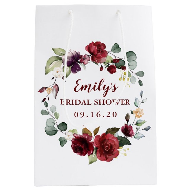 Custom Bridal Shower Favour Bag Gift Flower Wreath (Front)