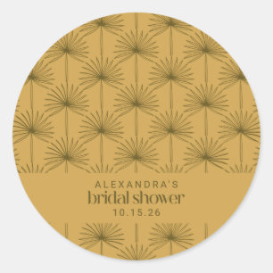 Custom Bridal Shower Favour Mustard Botanical Retr Classic Round Sticker
