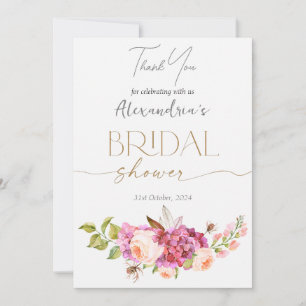 Custom Bridal Shower Floral Bouquet Thank You Card