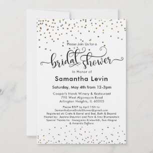 Custom Bridal Shower Gold Silver Confetti Invitation