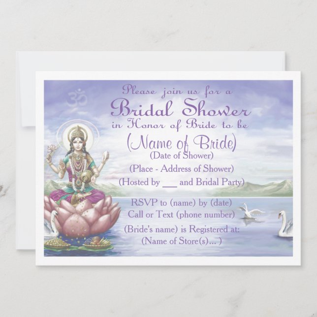 Custom Bridal Shower Invitation Hindu / Yoga style (Front)