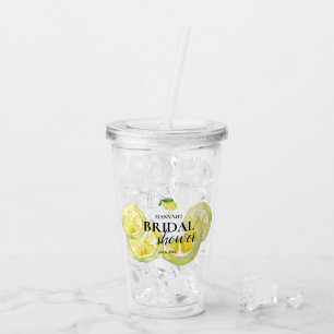 Custom Bridal Shower Lemon watercolor favour Acrylic Tumbler