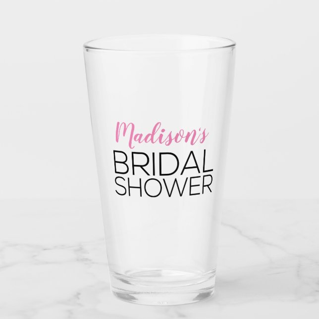Custom Bridal Shower Personalised Pint Glass (Front)