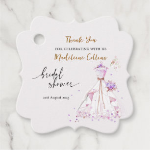 Custom Bridal Shower Wedding dress Thank you Favour Tags