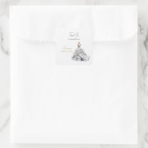 Custom Bridal Shower Wedding Dress Thank you Square Sticker