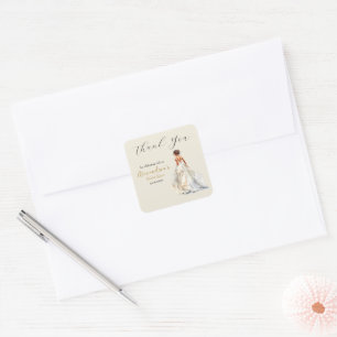 Custom Bridal Shower Wedding Dress Thank you Square Sticker