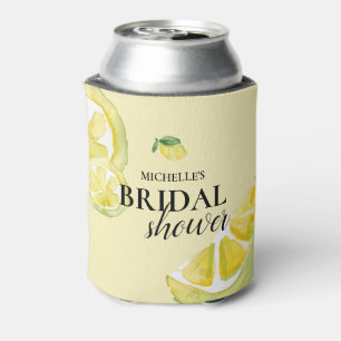 Custom Bridal Shower Yellow Lemon Can Cooler