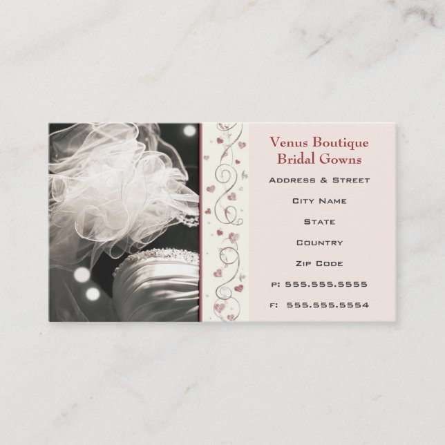 Custom Bridal / Wedding Dress Business Card (Front)