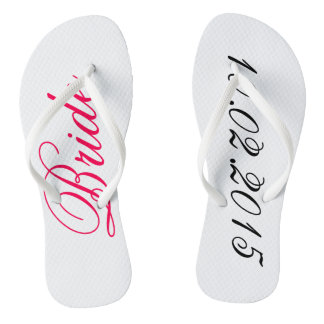 Custom Bride add your own wedding date shower gift Flip Flops