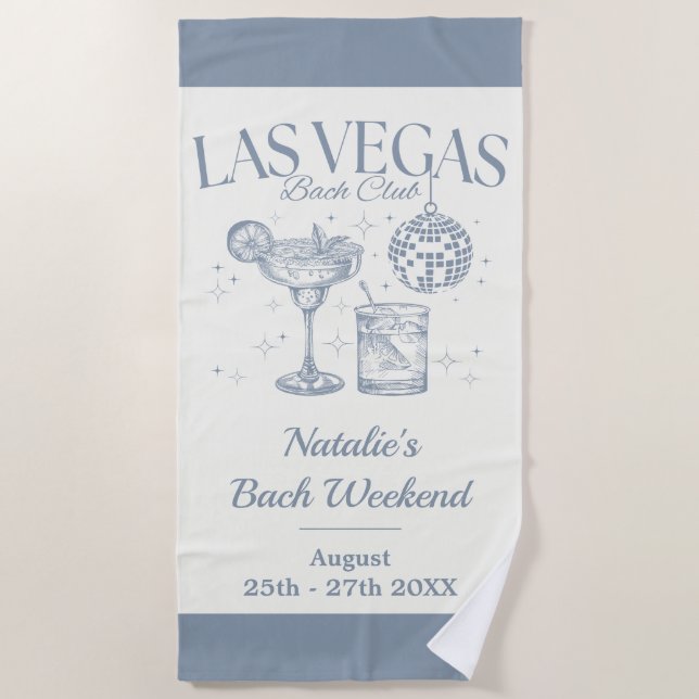 Custom Bride and Bridesmaid Las Vegas Bachelorette Beach Towel (Front)